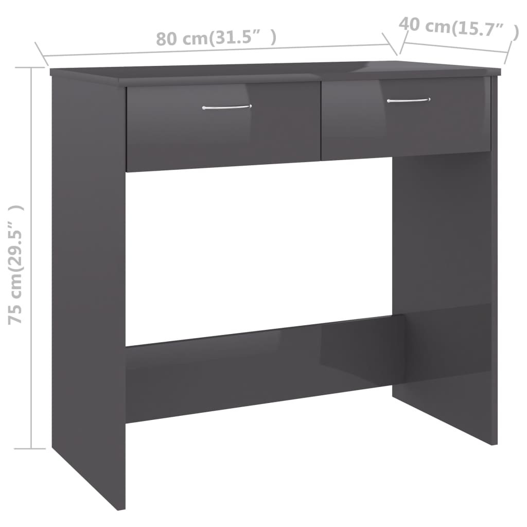 Desk High Gloss Grey 80x40x75 cm Chipboard